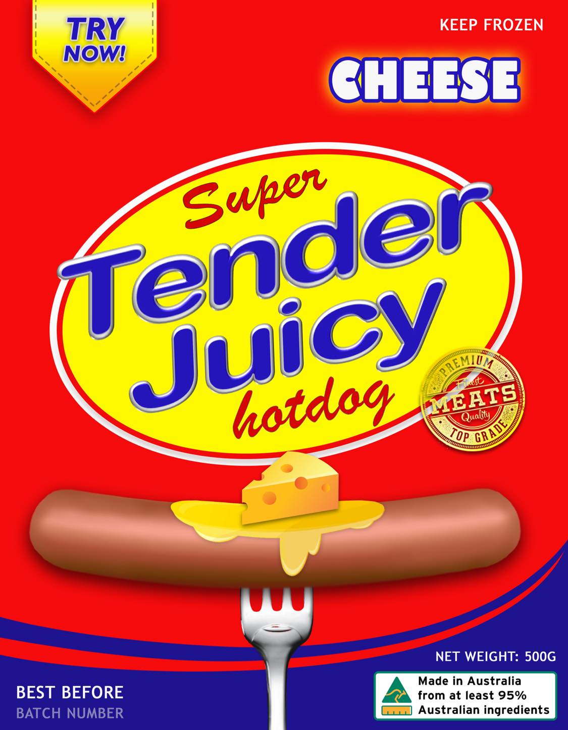 Super Tender Juicy Hotdog Cheese 500g